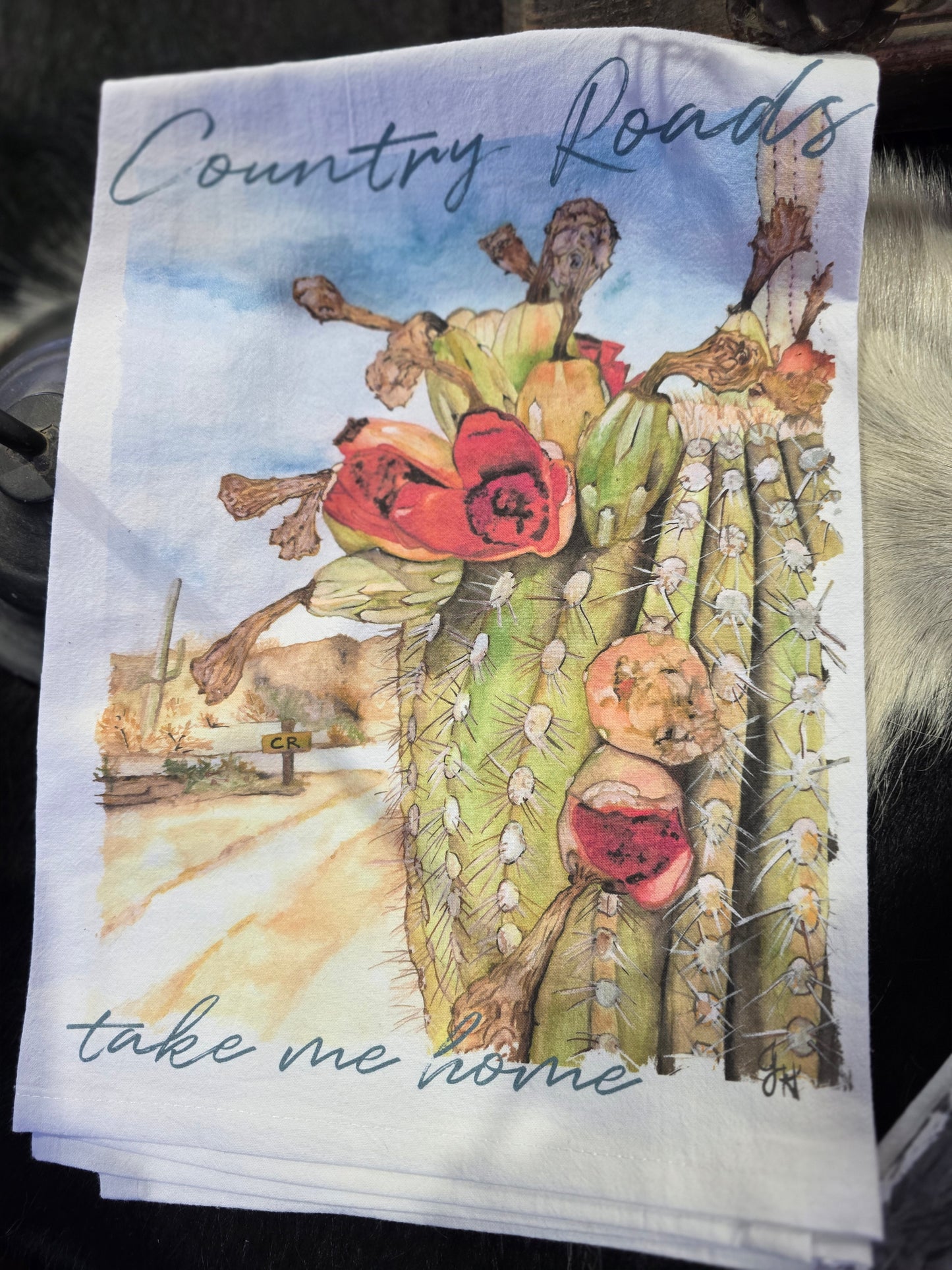 Painted Cactus Dish Towel