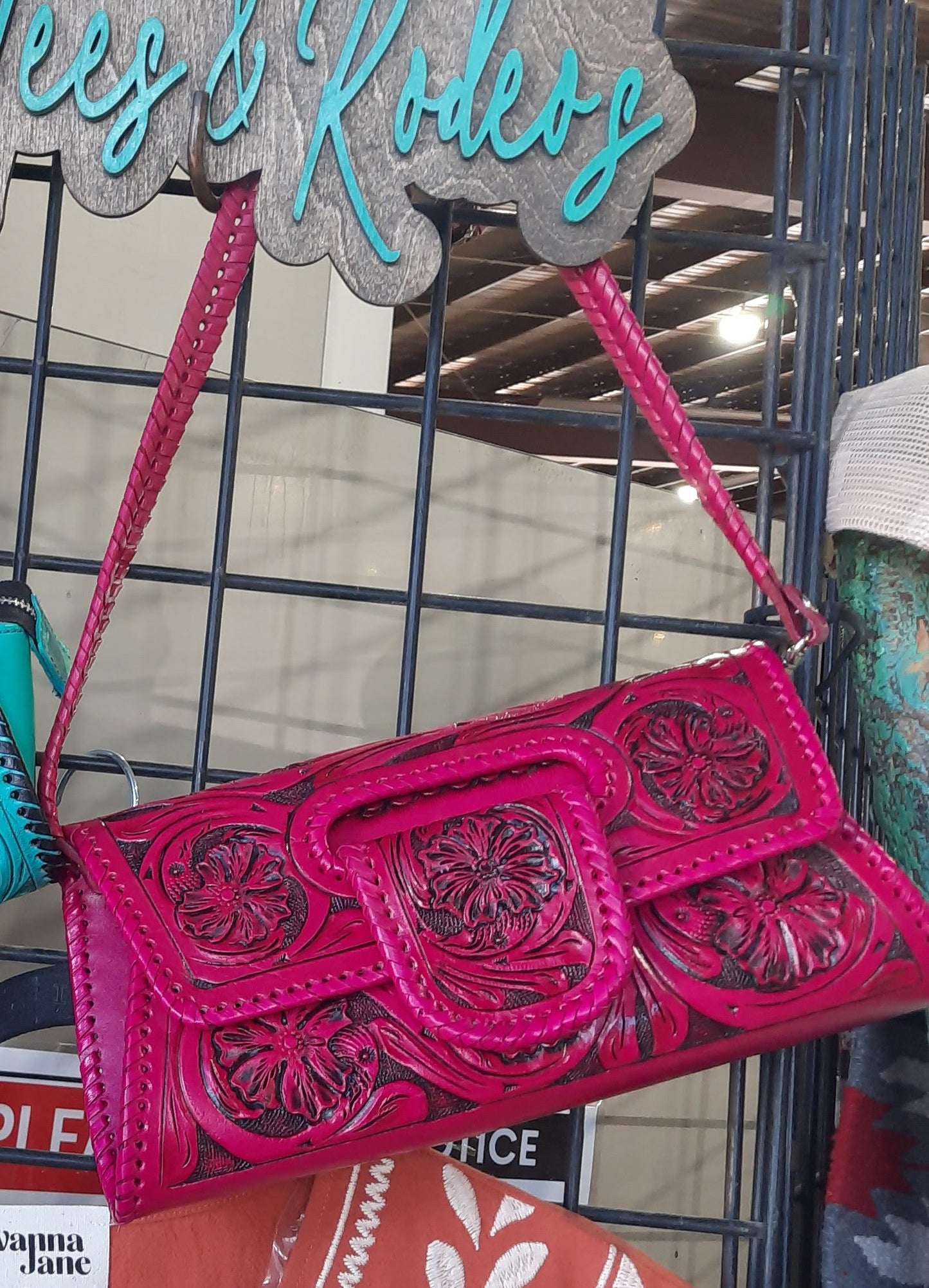 Que Chula Fusia Hand Tooled Crossbody