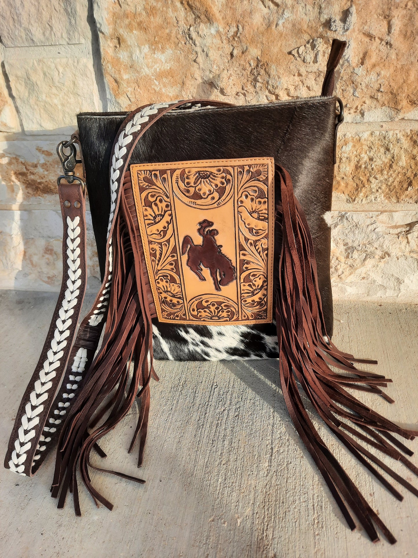 Cody Cowhide/Tooled Leather Bag