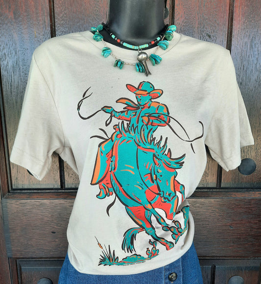 Turquoise Bronc Rider Tee