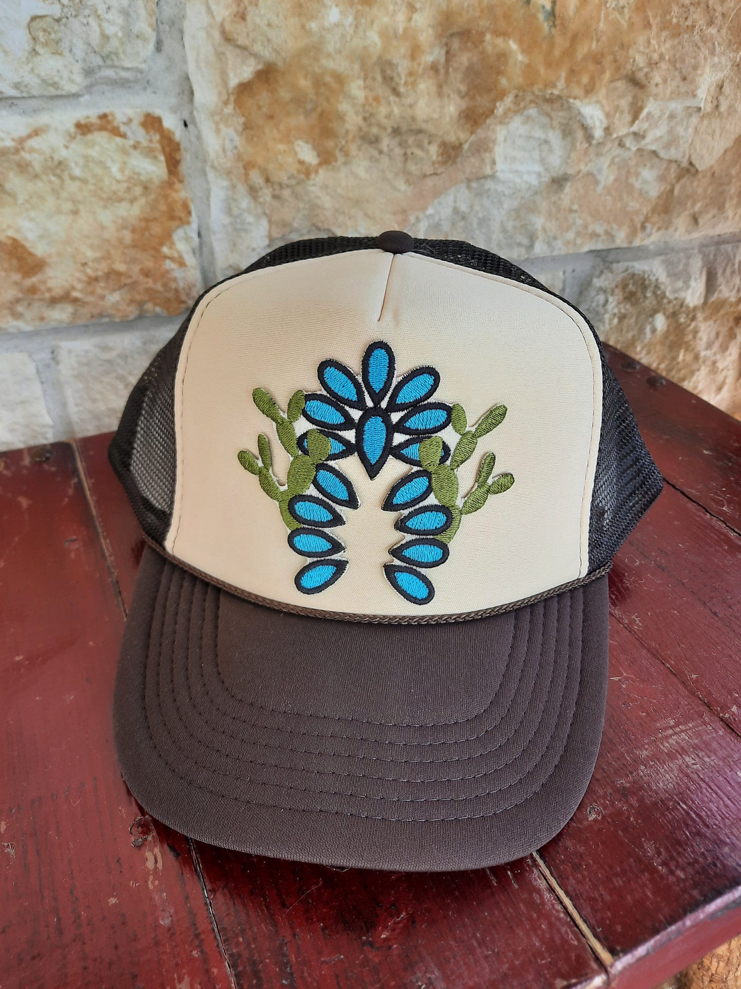 Turquoise Blossom Trucker Cap