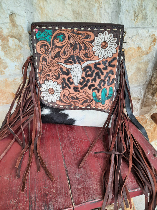 Skull & Cactus Tooled Handbag