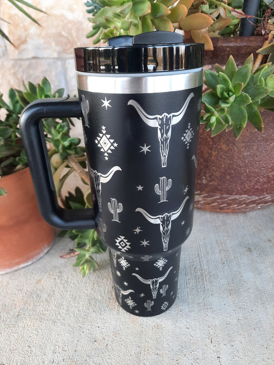 Longhorn Black Tumbler
