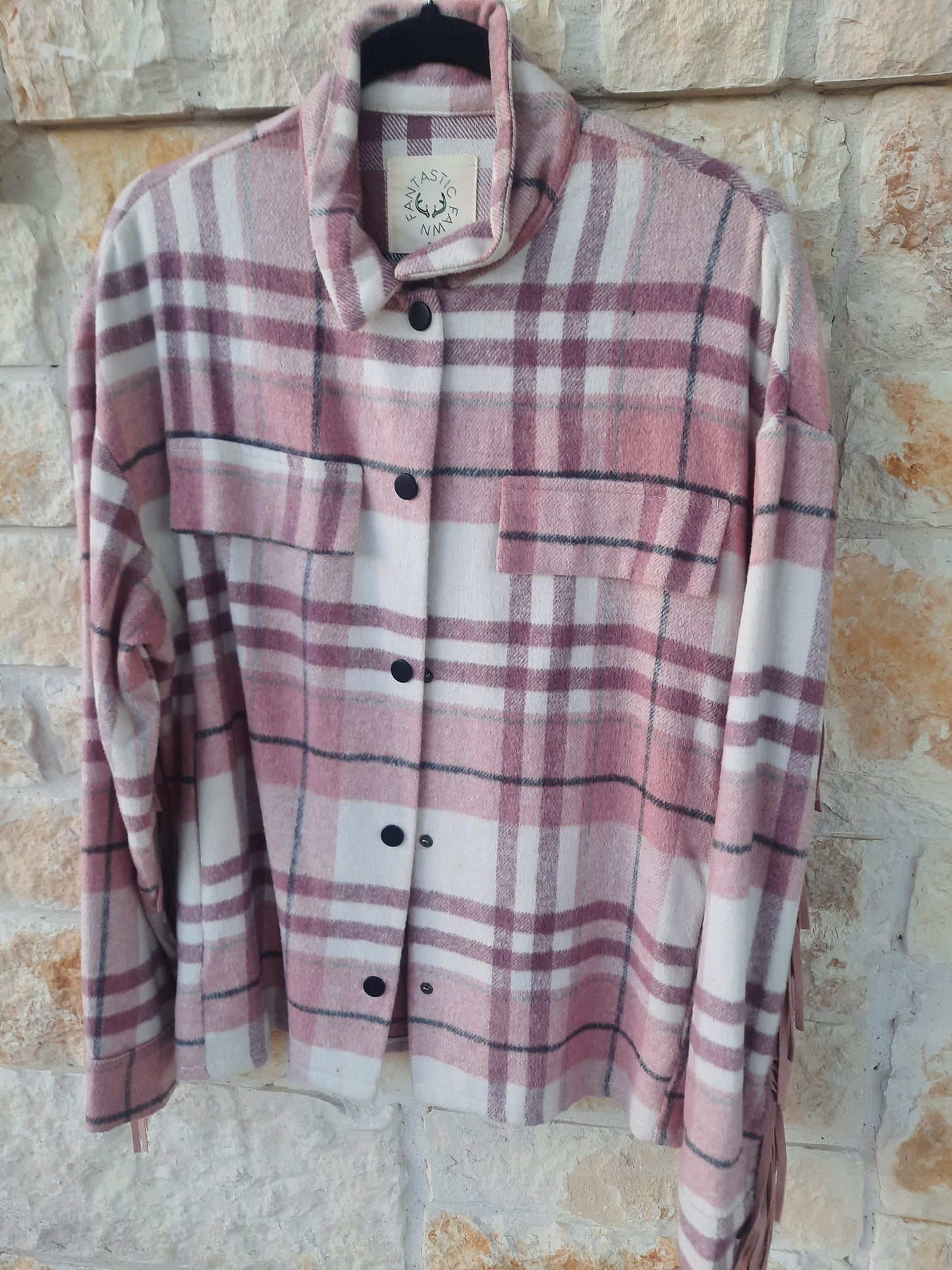 Pink plaid shacket
