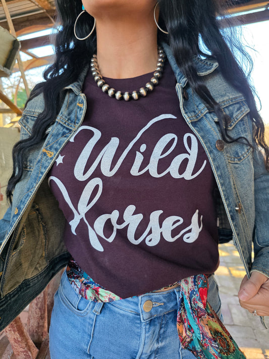 Wild Horses Deep Red Tee