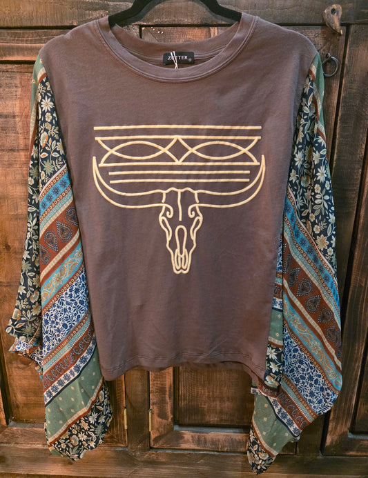 Boho Sleeve Skull tee