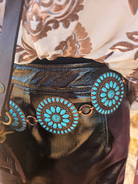 Turquoise/Copper Concho Belt
