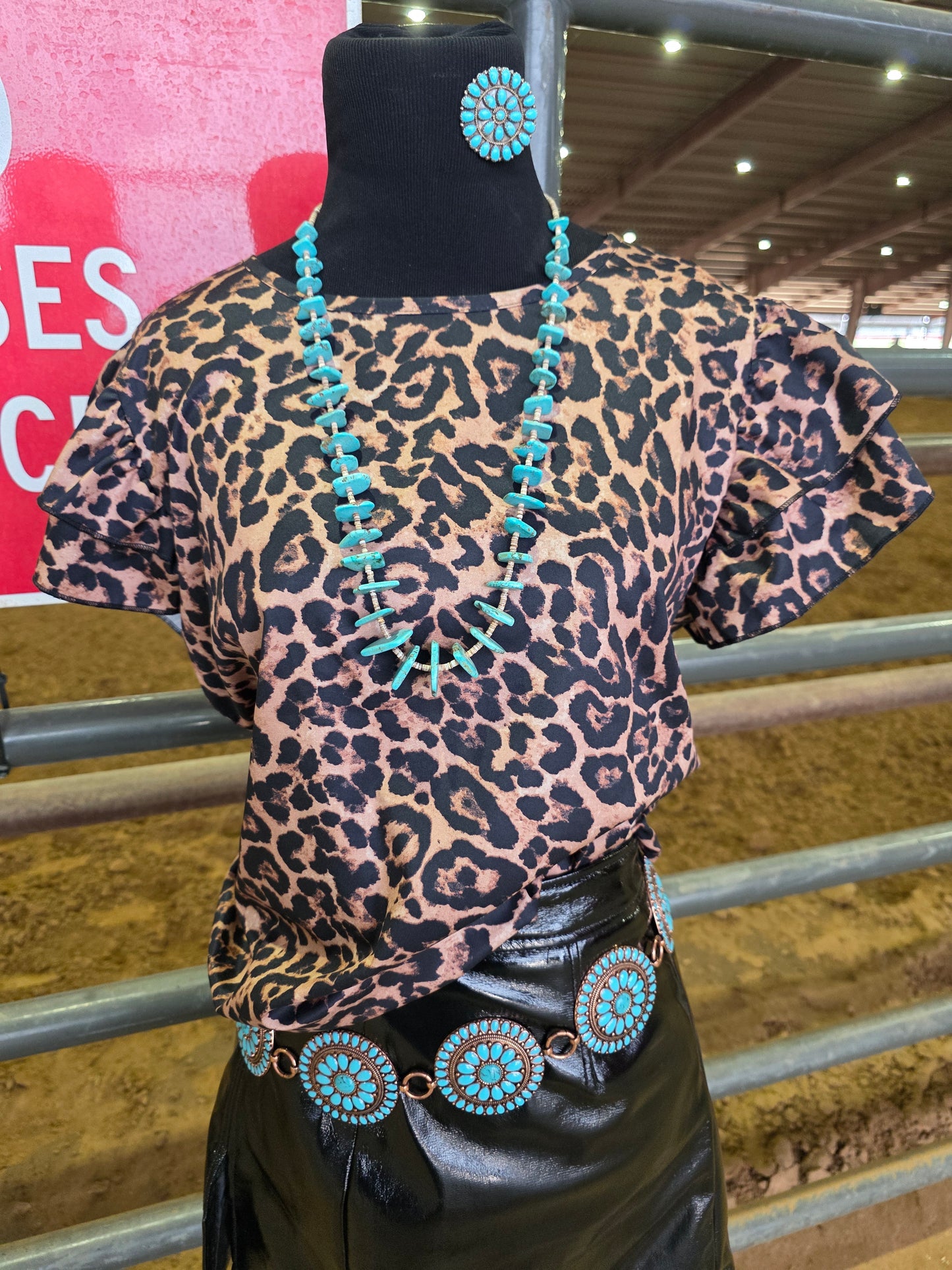 Leopard Ruffled sleeve top