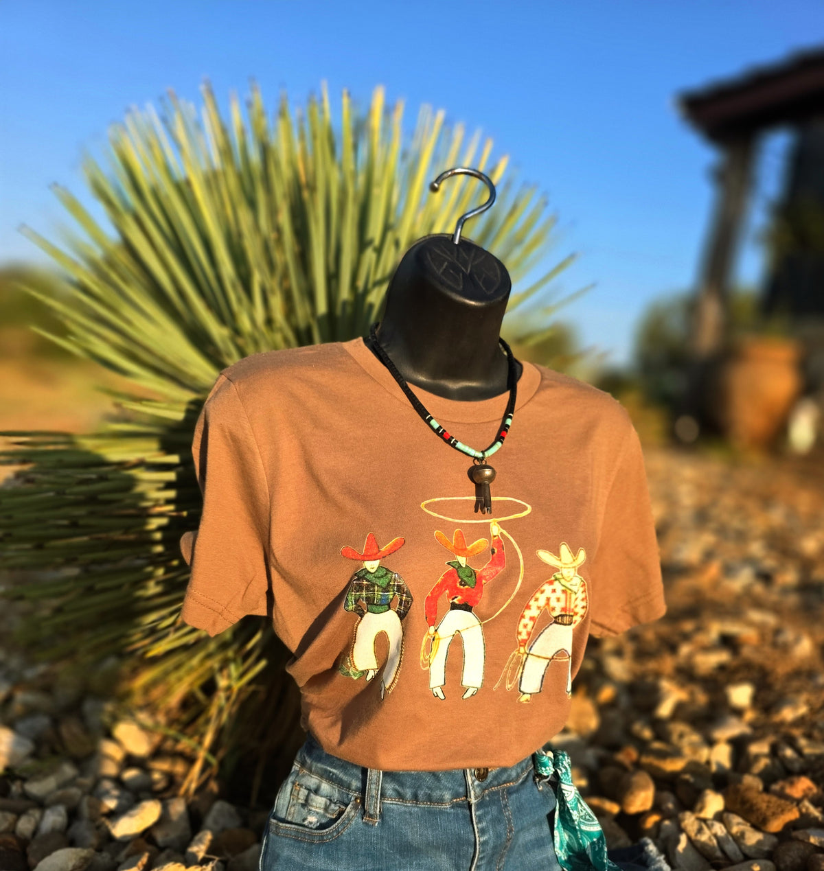 Three Cowboys Brown tee