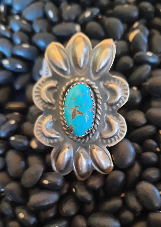 Handmade Turquoise Sterling Silver Ring Size 8